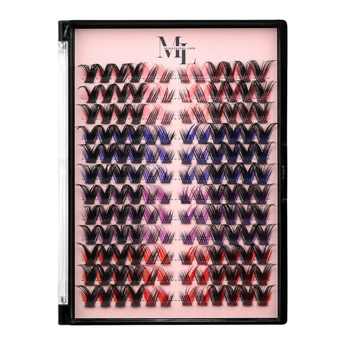 DIY Lash Clusters D-Curl Mix – Black with Color Accents (Red, Purple, Pink & Blue) by MinuLashes
