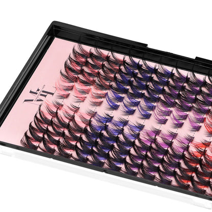DIY Lash Clusters D-Curl Mix – Black with Color Accents (Red, Purple, Pink & Blue) by MinuLashes