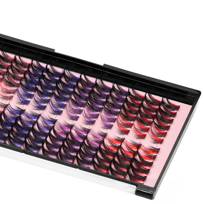 DIY Lash Clusters D-Curl Mix – Black with Color Accents (Red, Purple, Pink & Blue) by MinuLashes