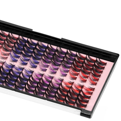DIY Lash Clusters D-Curl Mix – Black with Color Accents (Red, Purple, Pink & Blue) by MinuLashes