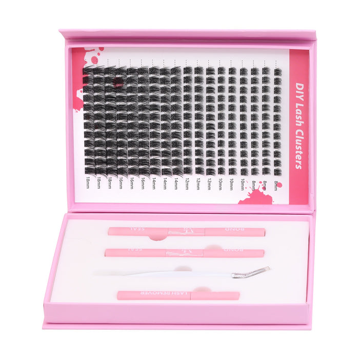 Diy Lash Extension Kit – Cluster Lashes with Bond & Seal & Tweezers (Pink Edition)