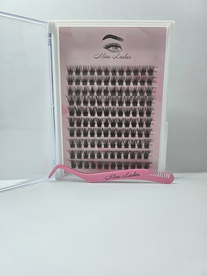 DIY Lash Extension Kit – Large Cluster Tray + Tweezer 4 Styles  10 12 14mm