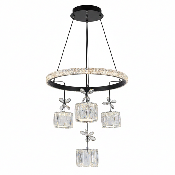 DL-0040 LED crystal ring chandelier - clean white background render