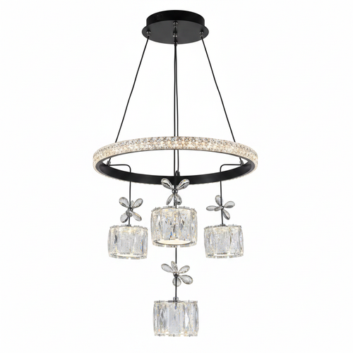 DL-0040 LED crystal ring chandelier - clean white background render