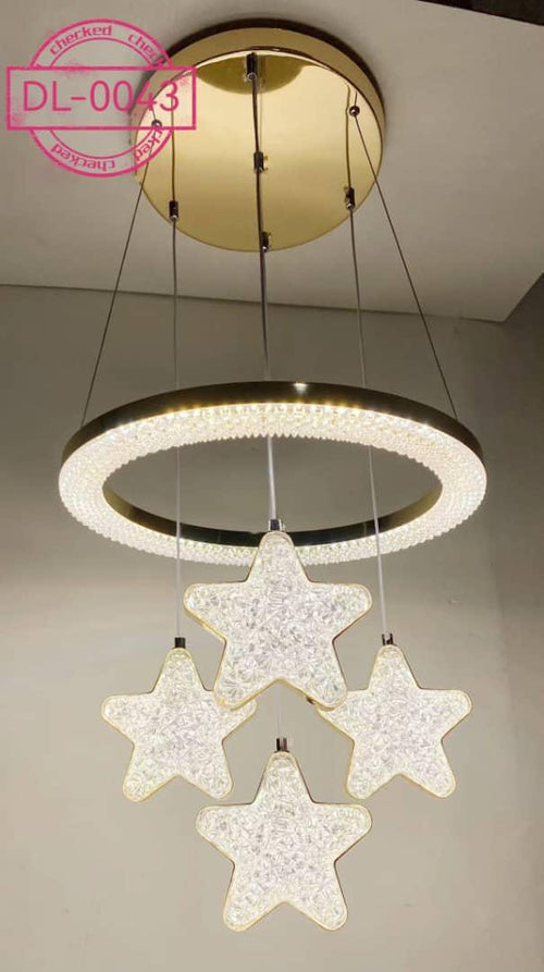DL-0043 Modern LED Crystal Ring Chandelier with Star Pendants