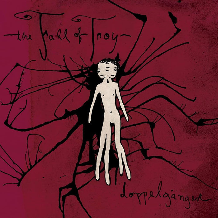 Album cover with a stylized figure and text on a red background