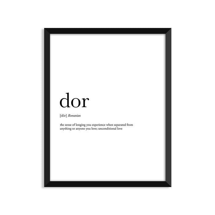 Dor Definition - Unframed Art Print Or Greeting Card