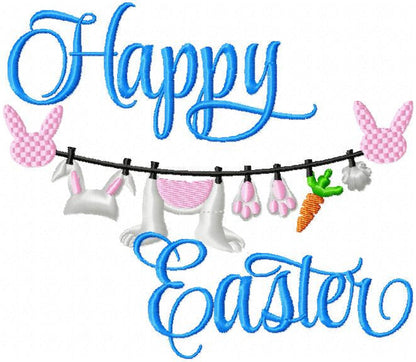 happy easter bunny embroidery design
