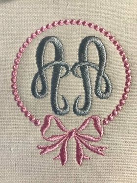 EMPRESS 2 LETTER MONOGRAM FONT WITH PEARL BOW FRAME