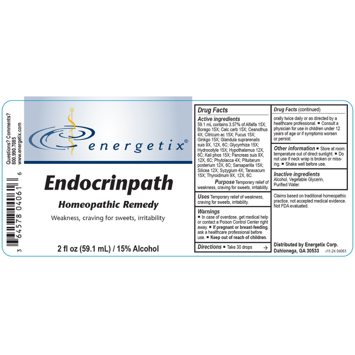 Endocrinpath is a homeopathic combination formula for symptoms related to the endocrine system.