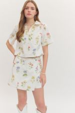 Entro Botanical Cropped Denim Top