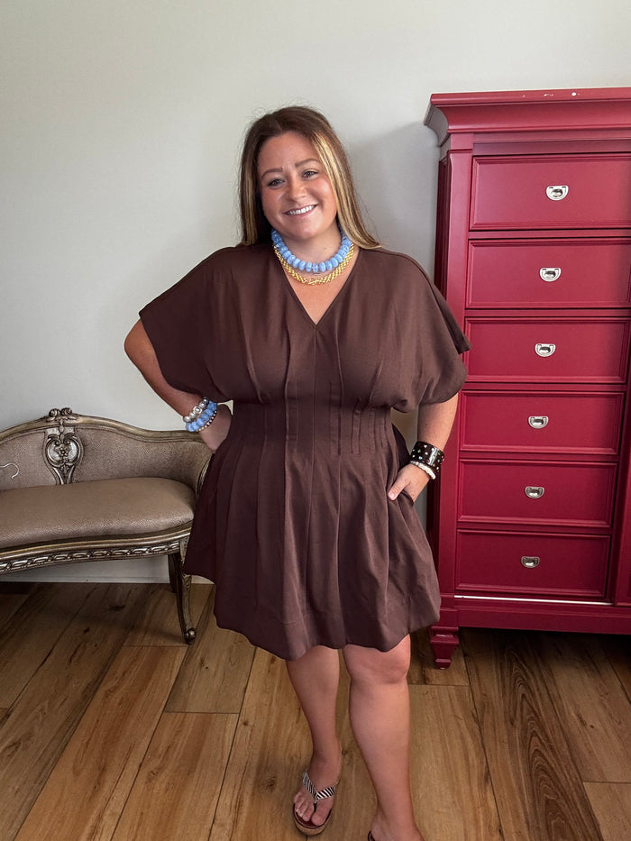 Entro Pleated Waist Mini Dress