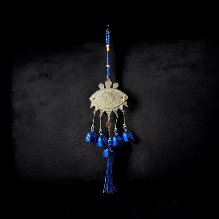 Evil Eye Wind Chimes with Tree of Life & Five Bells – 17" Spiritual Protection Decor
