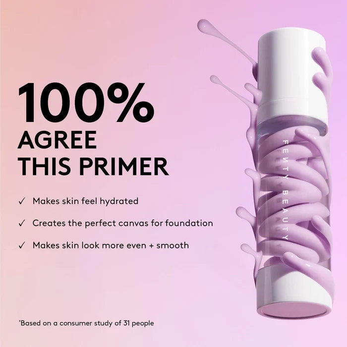 Fenty Beauty Grip Trip Hydrating Primer bottle with pump, 30ml, showing the product label and packaging design.