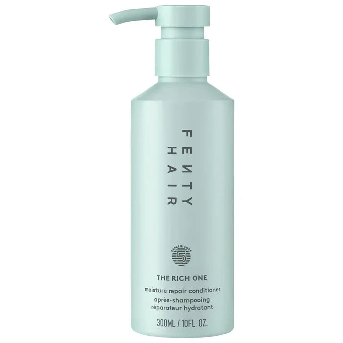 Fenty Beauty The Rich One Moisture Repair Conditioner for fine to medium hair, 10oz bottle with sleek packaging.
