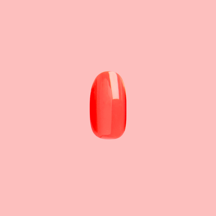 Field Day | Round | Extra Short single press-on nail in glossy juicy watermelon red on pink background