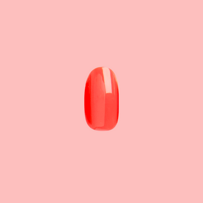 Field Day | Round | Extra Short single press-on nail in glossy juicy watermelon red on pink background