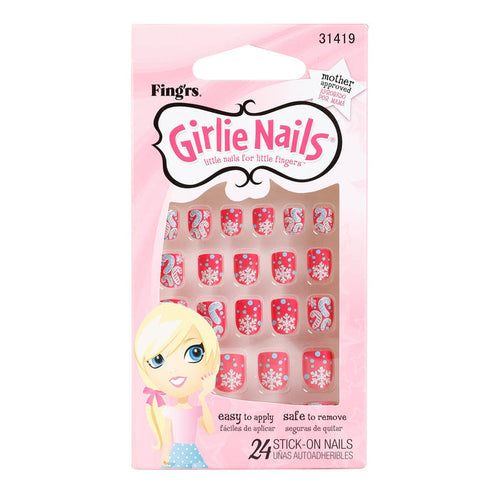 Fingrs Girlie Nails for Little Fingers Holiday Design 24 Nails - ikatehouse