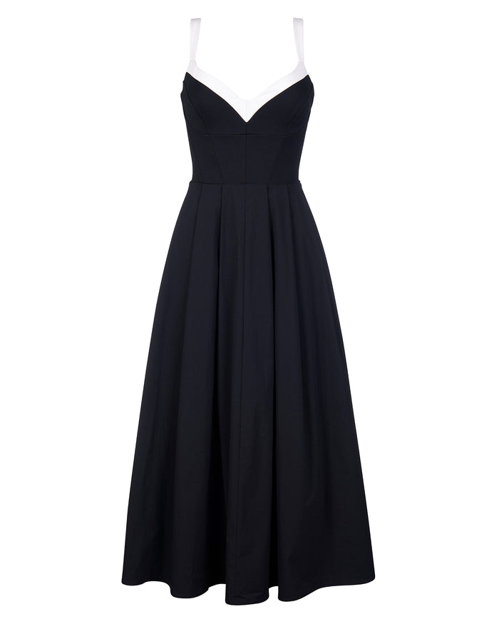Outline image of Fit & Flare Midi Dress - Black/White