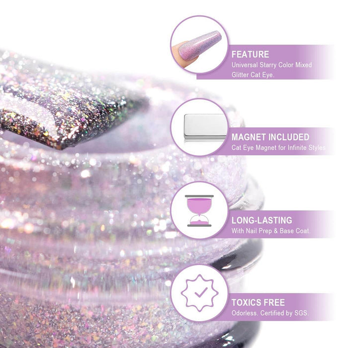 RARJSM ®Purple Pink Aurora Velvet Cat Eye Gel Polish 15 ml