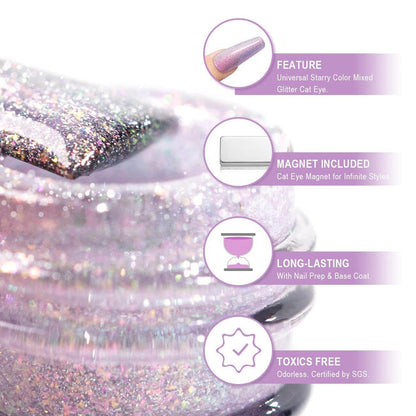 RARJSM ®Purple Pink Aurora Velvet Cat Eye Gel Polish 15 ml