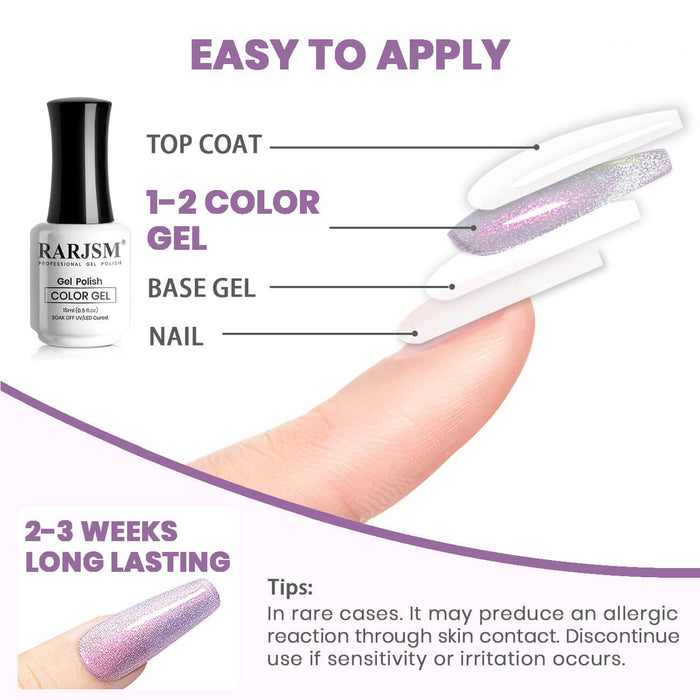 RARJSM ®Purple Pink Aurora Velvet Cat Eye Gel Polish 15 ml