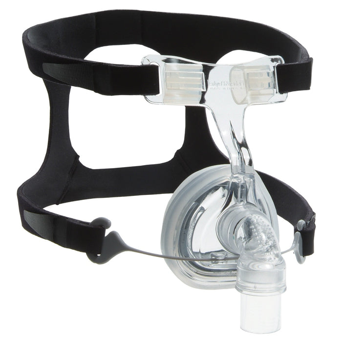 FlexiFit 407 CPAP mask with black headgear on a white background