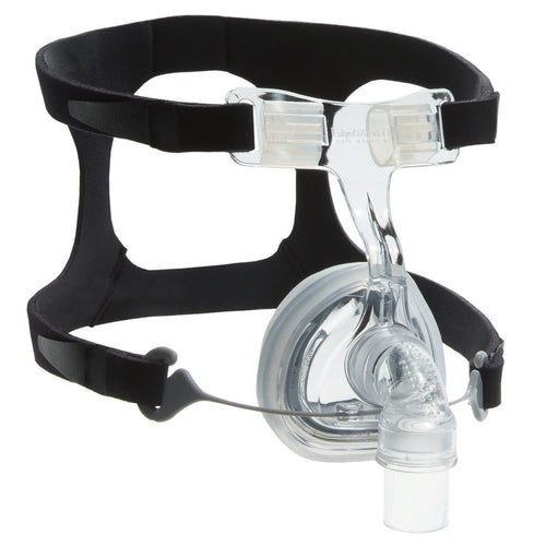 FlexiFit 407 CPAP mask with black headgear on a white background