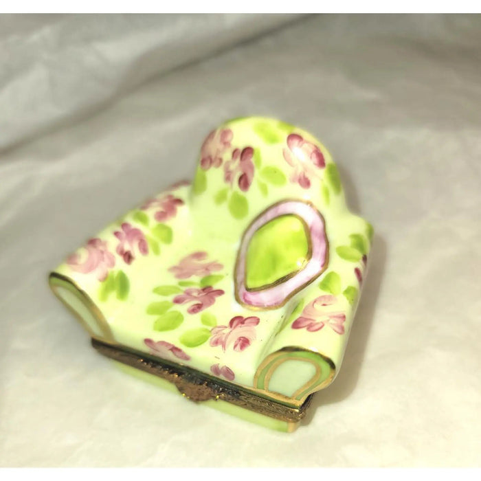 Flowered Chair Delight Limoges Box Porcelain Limoges furniture hat French Trinket Box