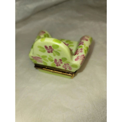 Flowered Chair Delight Limoges Box Porcelain Limoges furniture hat French Trinket Box