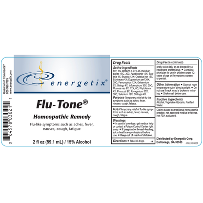 Flu-Tone® is a homeopathic combination formula for flu-like symptoms. It includes Anas barbariae, the world’s most widely used homeopathic ingredient, which is helpful for symptoms such as fever and muscle aches.