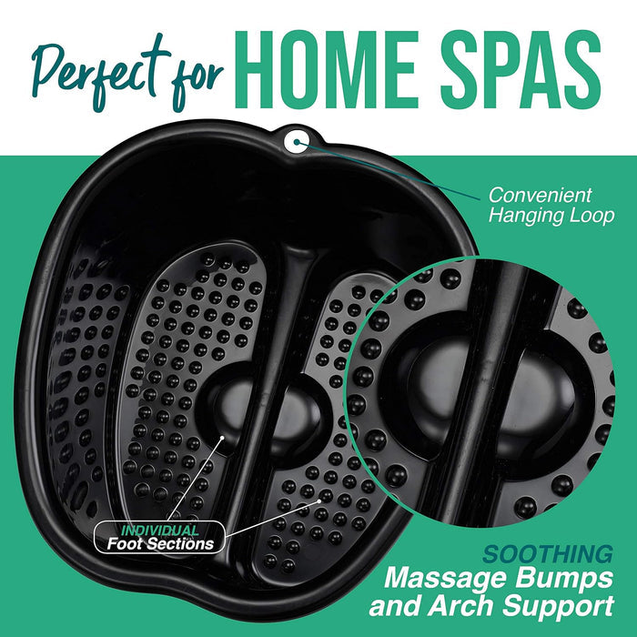 Foot Soaking Bath Basin – Extra Large Pedicure & Massage Tub (Black)