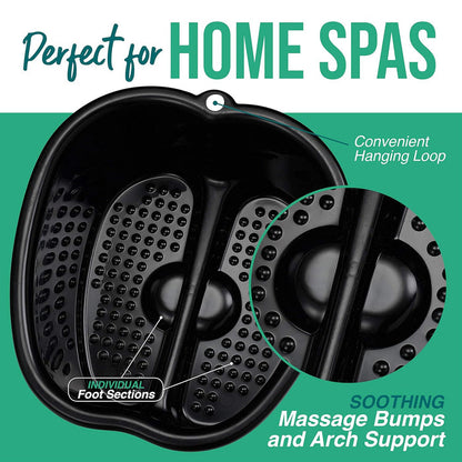 Foot Soaking Bath Basin – Extra Large Pedicure & Massage Tub (Black)