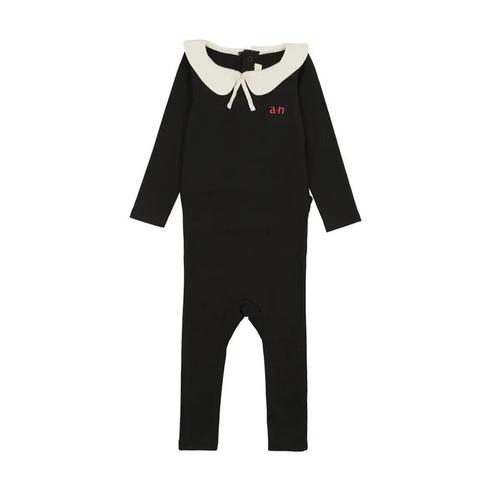 footie mini logo with round collar - black