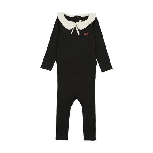 footie mini logo with round collar - black