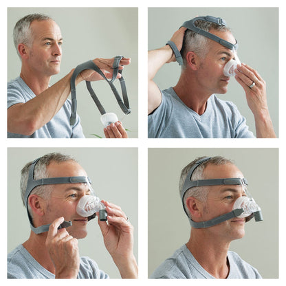 four steps to putting on an eson nasal cpap mask