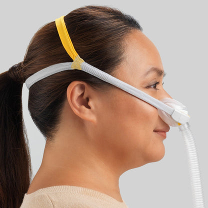 Side View Of Woman Wearing Solo CPAP Mask