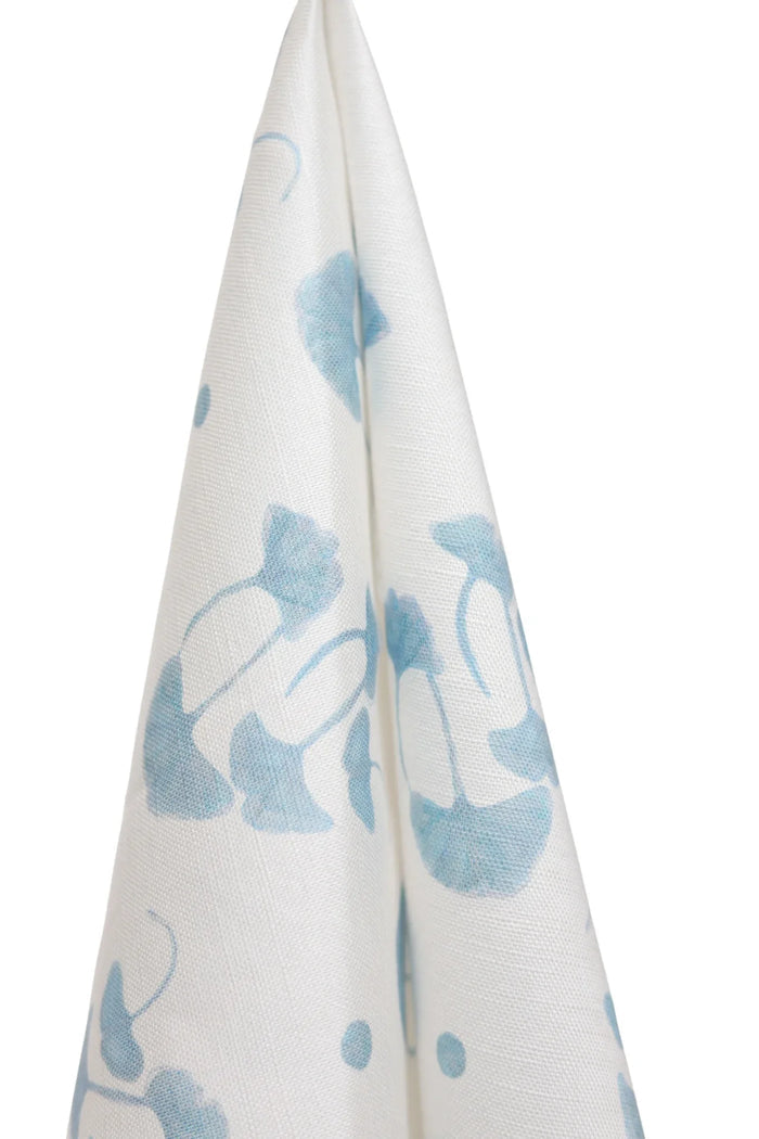 Ginkgo Colonial Blue Luxury Fabric by the Yard