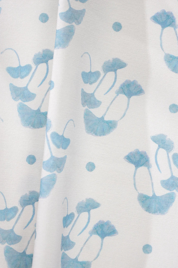 Ginkgo Colonial Blue Luxury Fabric by the Yard