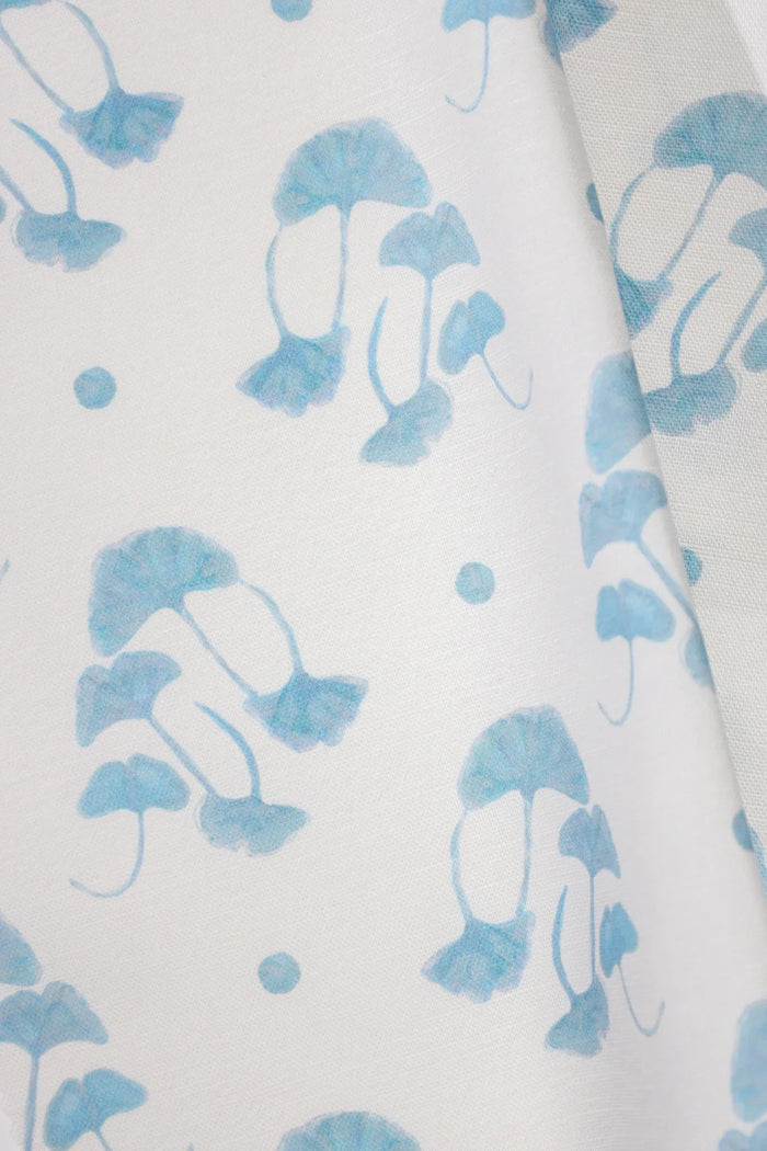 Ginkgo Colonial Blue Luxury Fabric by the Yard