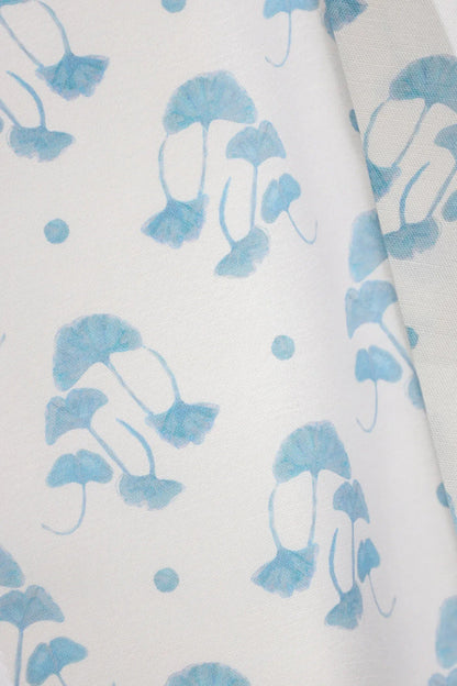 Ginkgo Colonial Blue Luxury Fabric by the Yard