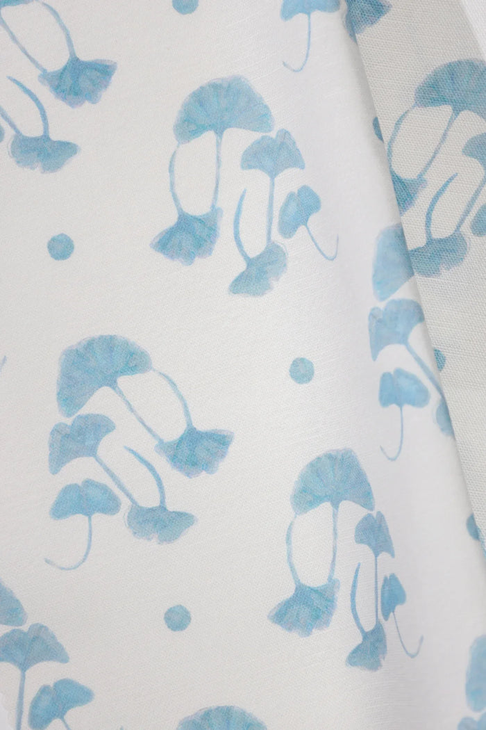 Ginkgo Colonial Blue Luxury Fabric by the Yard