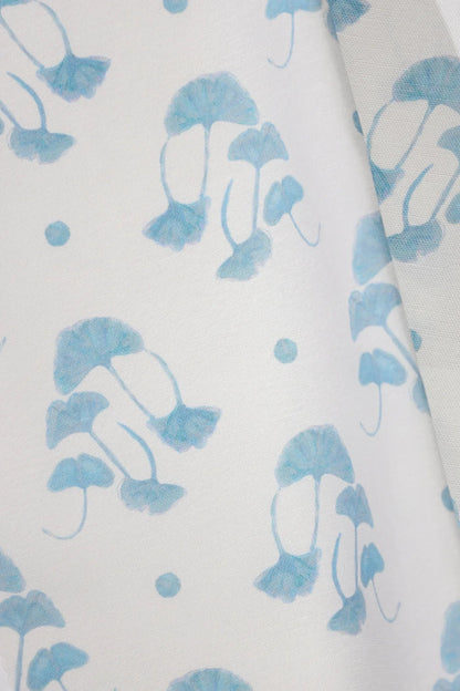 Ginkgo Colonial Blue Luxury Fabric by the Yard