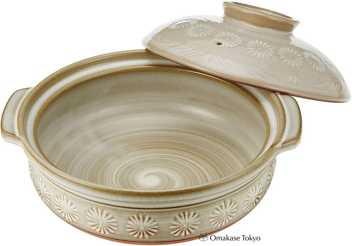 Ginpo Mishima Banko Donabe Japanese Clay Pot for 3 to 4 persons