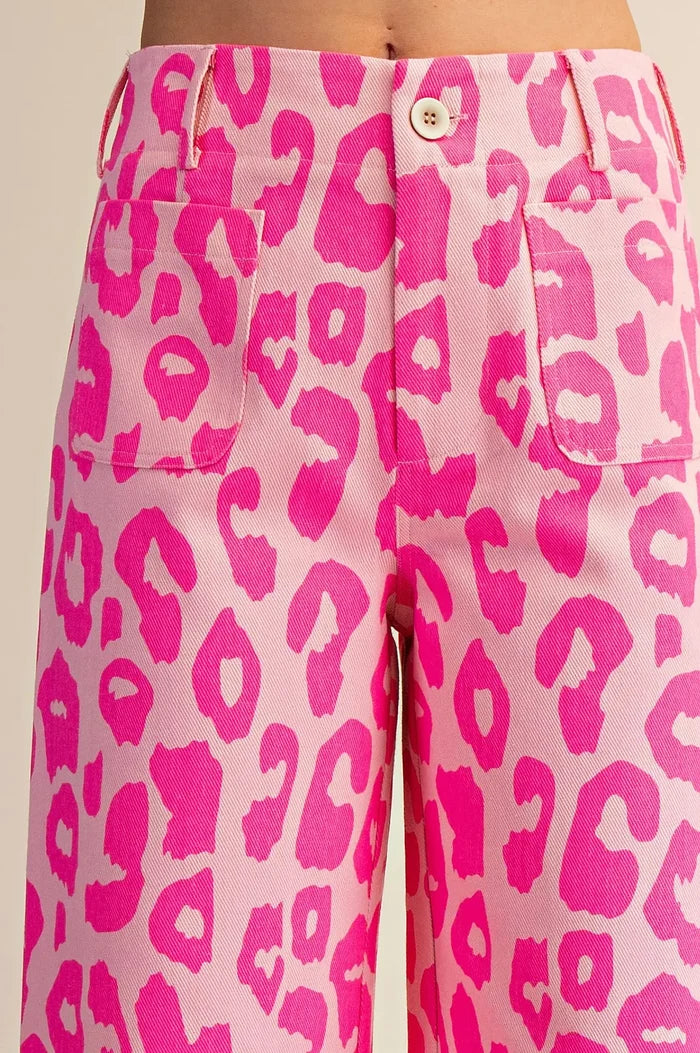 Glam Leopard Colette Cropped Wide -Leg Pants