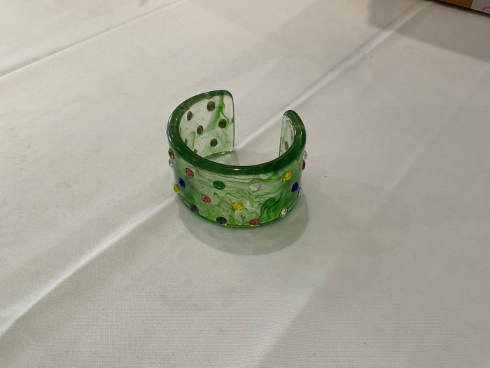 Gold Digger Supply Co. Green Marble Sparkle Cuff