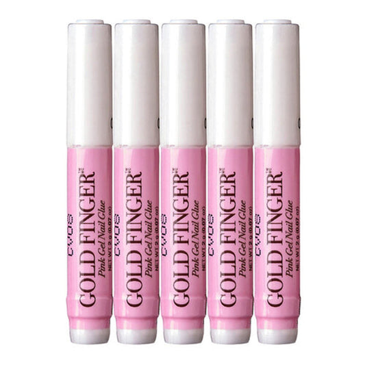 Gold Finger Pink Gel Nail Glue 2g 5pcs - ikatehouse