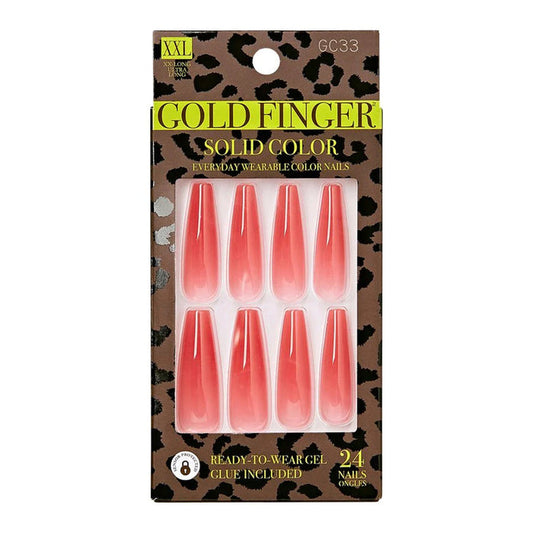 Gold Finger Solid Color Everyday Wearable Color Nail 24 Nails - ikatehouse