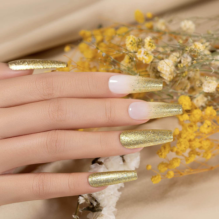 RARJSM ®Gold Metallic Light Rainbow Shimmer Glitter Gel Nail Polish