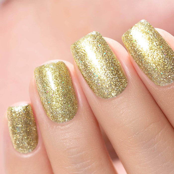 RARJSM ®Gold Metallic Light Rainbow Shimmer Glitter Gel Nail Polish